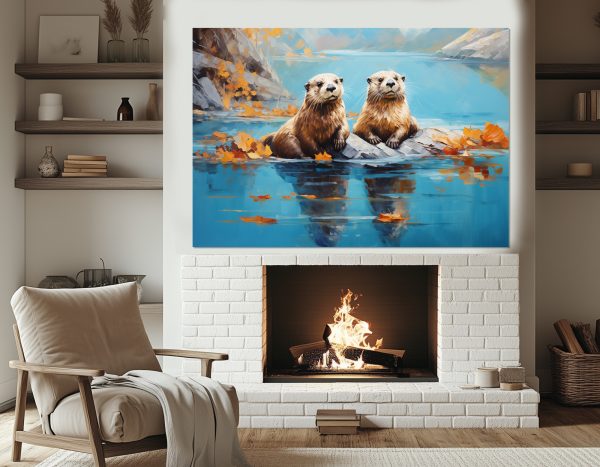 Картина от платно -Eсенa картина на две Видри - Image 5