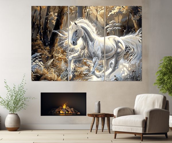 Картина от платно - Бял кон в стила на Jody Bergsma - Image 2