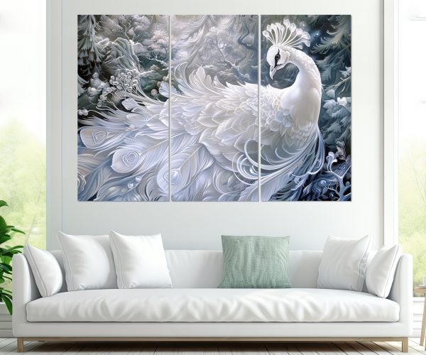 Картина от платно - Бял паун в стила на Jody Bergsma - Image 5